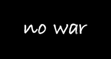 Animated text NO WAR. White textured letters isolated on black background. video