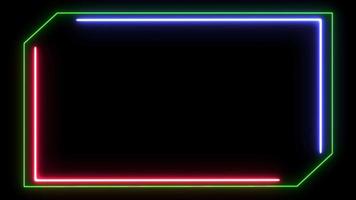 quadro de néon luz abstrata em loop em fundo preto video