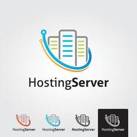 Minimal hosting server logo template vector