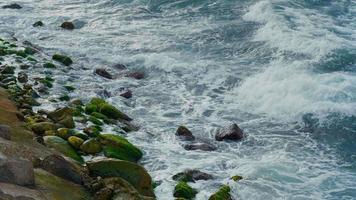 Stormy Black Sea, waves breaking over stones video