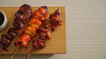 Japanese chicken grill or yakitori serve in izakaya style - Japanese food style video