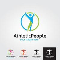 Minimal athletic people ogo template - vector