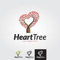 Minimal heart tree logo template - vector