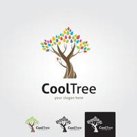 Plantilla mínima de logotipo de árbol fresco - vector