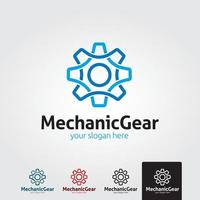 Minimal mechanic gear logo template - vector