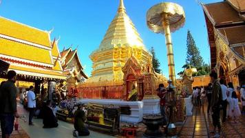chiang mai, tailandia - 8 de diciembre de 2020 - monte dorado en el templo de wat phra that doi suthep en chiang mai, tailandia. video