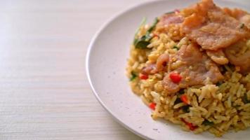 arroz frito com manjericão tailandês e porco - estilo de comida tailandesa video