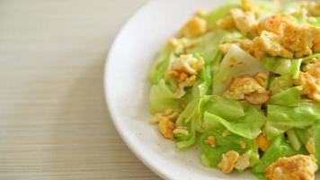 homemade stir-fried cabbage with egg on plate video