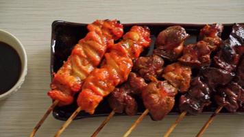 Japanese chicken grill or yakitori serve in izakaya style - Japanese food style video