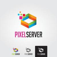 Minimal pixel server logo template vector