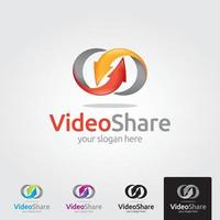plantilla de logotipo de video compartido mínimo vector