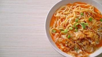 ramen noodles with gyoza or pork dumplings - Asian food style video