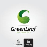 Minimal green leaf logo template - vector