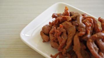 Sun-Dried Pork on white plate - Asian food style