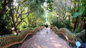 Chiang mai Thailand - Dec 8 2020 - walking at Thai Temple Stairway, Doi Suthep Temple, Chiang mai, Thailand video