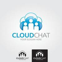 Minimal cloud chat logo template vector