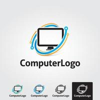 plantilla de logotipo de computadora mínima - vector