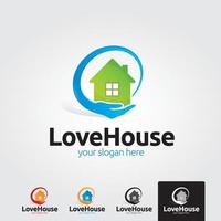 Minimal love house logo template - vector