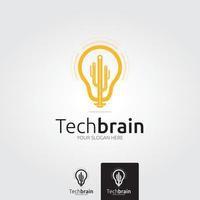 Minimal tech brain logo template - vector