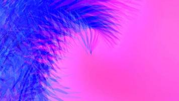 fundo de néon rosa abstrato com folhas azuis.
