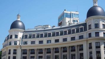 Beautiful architectural building in Bucharest, Romania. Landmark close up shot video