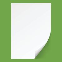 White sheet of paper.Realistic vector on green background eps10