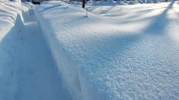 kamerarörelse längs snötunneln i trädgården video