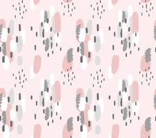 Hand painted brush strokes in pink and gray. Seamless abstract repeating background in memphis style. vector