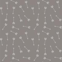 Tribal arrows hand drawn pattern, Seamless vector doodle background with arrows. White arrows on taupe background.