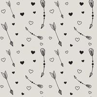 Valentines day seamless pattern with arrows and hearts. Vector arrow background