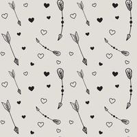 Valentines day seamless pattern with arrows and hearts. Vector arrow background