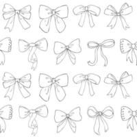 Bow seamless pattern. Hand drawn ribbons and bows vector background.