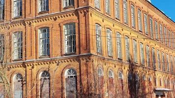 Broken building in the city. Broken glass in the windows. video