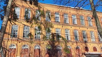 Broken glass in windows in a city building. video