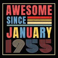 Awesome since 1954.Vintage Retro Birthday Vector. Free Vector