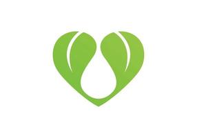 Green  icon with heart shape and two leaves. Can be used for eco, vegan, herbal healthcare or nature vector