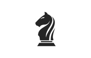 icono del logotipo del caballo negro del ajedrez vector