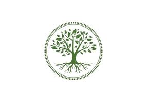 green Tree of Life Stamp Seal Emblem  logo design vector