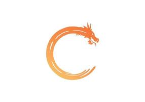 dragon circle vector logo. chinese culture symbol.