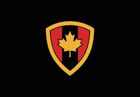 inspiración de diseño de símbolo de logotipo de icono canadiense de escudo de arce dorado vector