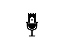 Diseños de símbolo de icono de logotipo de podcast y castillo vector