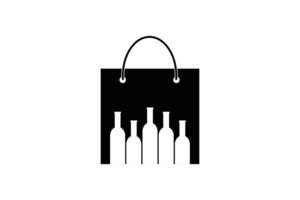 logotipo de botella y bolsa. inspiración de plantilla de concepto de vino vector