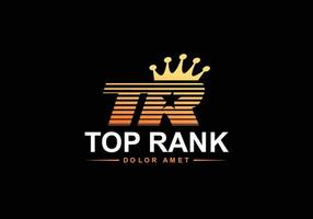 Top rank or initial T R with crown Logo Symbol design inspiration vector