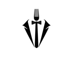 diseño del logotipo del restaurante, combinación de tenedor y corbata mr food vector