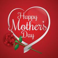 Happy Mother's Day- Typographical red roses with a heart-shaped design.