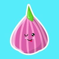 Ilustración de vector de verduras frescas de dibujos animados de cebolla kawaii lindo