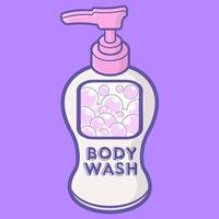 body wash in the bottle for bath groceries vector illustration