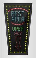 Retro sign with blue lights and the word rest area.vector vector