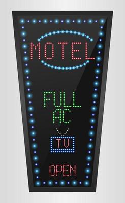 Retro sign with blue lights and the word motel.vector