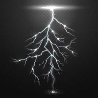 Lightning on black background with transparency for design vector